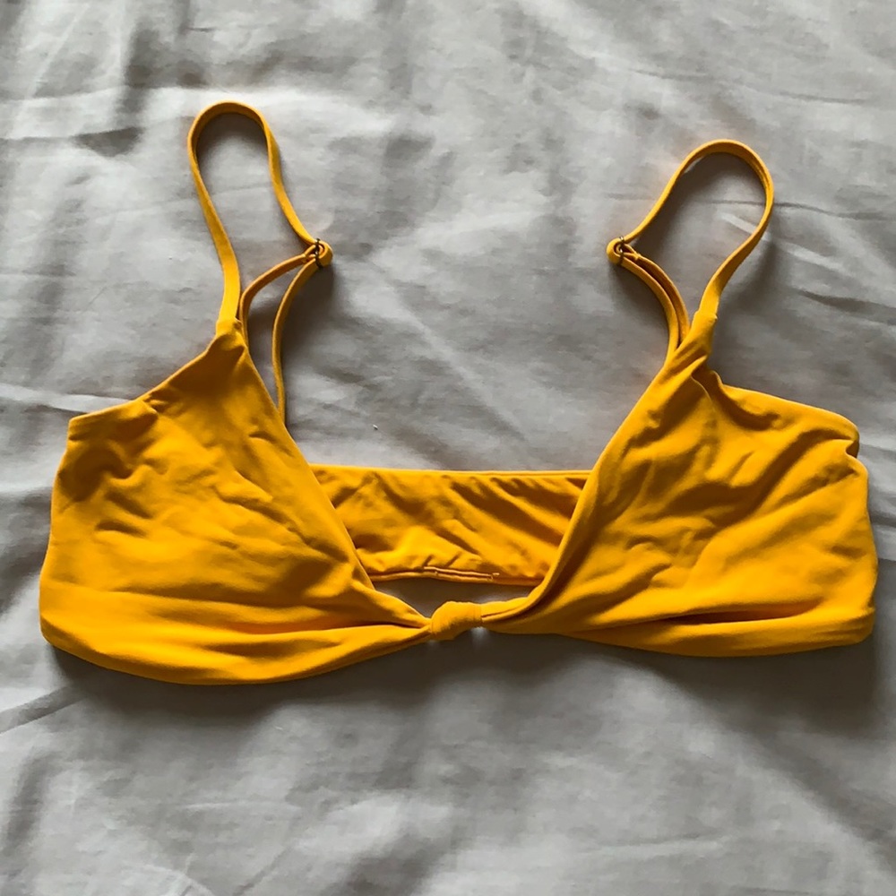 Yellow Front-Tie Bikini Top